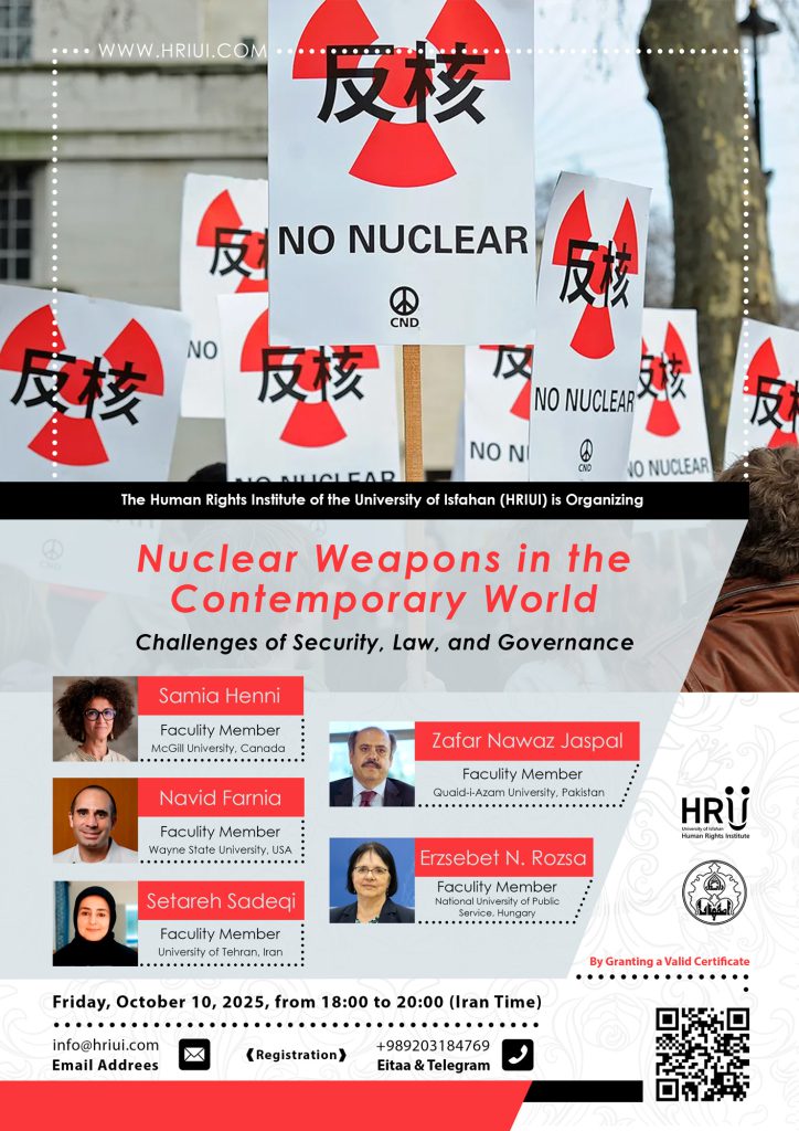 Report on the Specialized Session: Nuclear Weapons in the Contemporary World; Challenges of Security, Law, and Governance 2 Report on the Specialized Session: Nuclear Weapons in the Contemporary World; Challenges of Security, Law, and Governance
